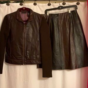 DKNY Leather skirt set